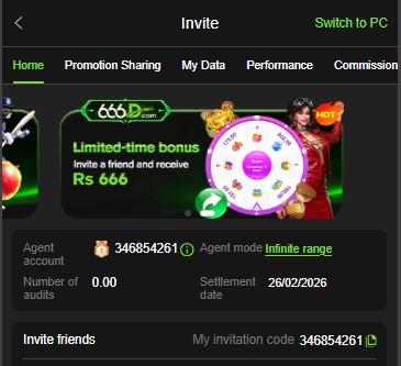 Invite Bonus scheme of 666D game apk