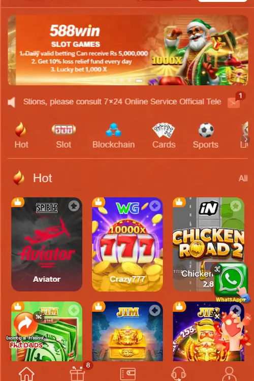 588 win game app dashboard
